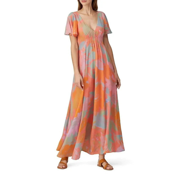 Veda Corazon Maxi in Palma Medium Womens Long Dress Gown Sherbert - Picture 1 of 16